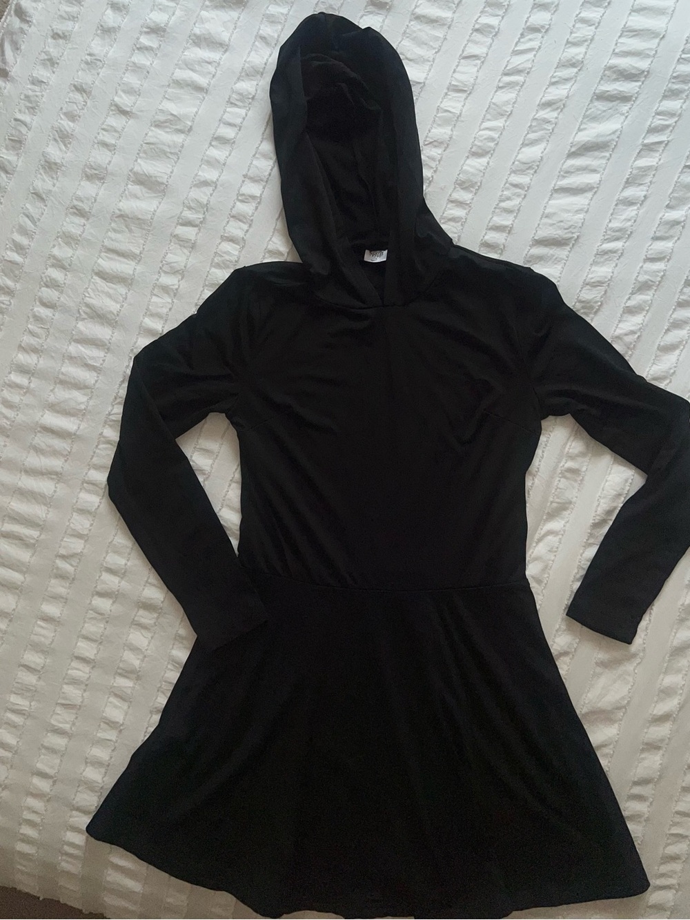 Black Hooded Long Sleeve Skater Dress